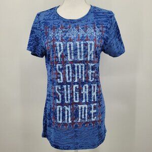 Def Leppard Blue Burnout Pour Some Sugar On Me Graphic Tee
